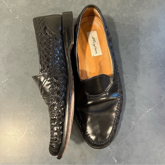 Mezlan sz 11.5 black leather woven panel loafers main image 4